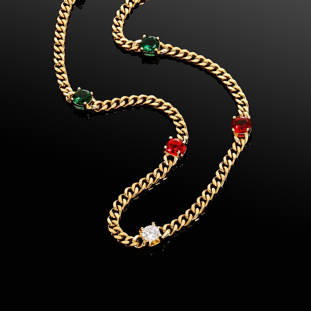 Gemstone Station Pearl Tail Cuban Chain 14K - ICECI
