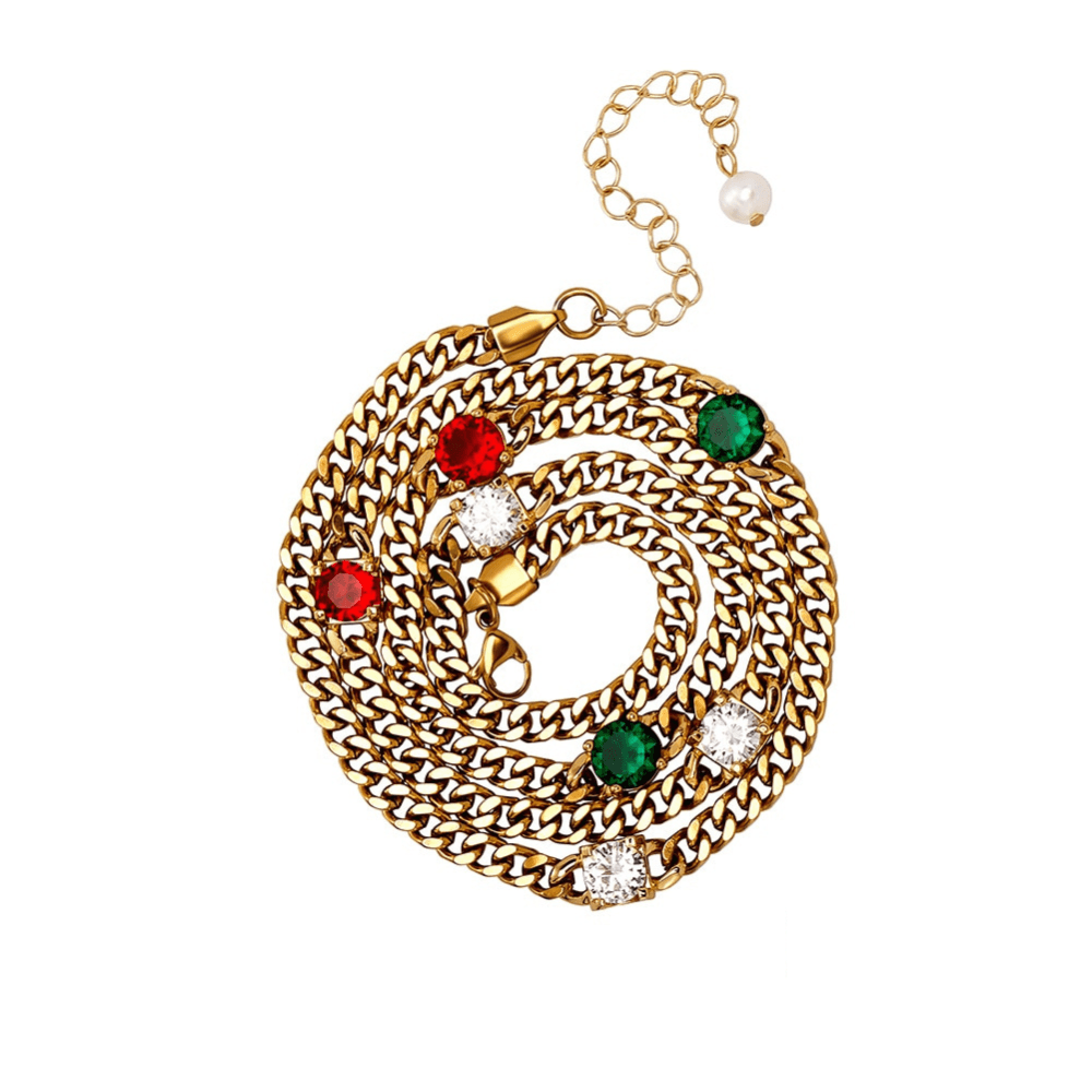 Gemstone Station Pearl Tail Cuban Chain 14K - ICECI
