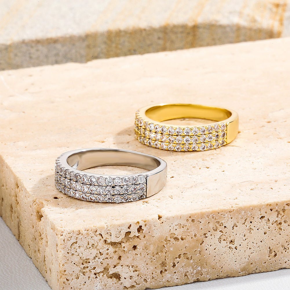 Half 3 Row Band Ring 14K - ICECI