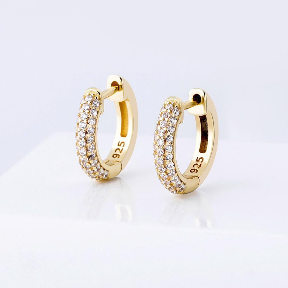 Half Iced Hoop Earrings 14K x Sterling Silver - ICECI