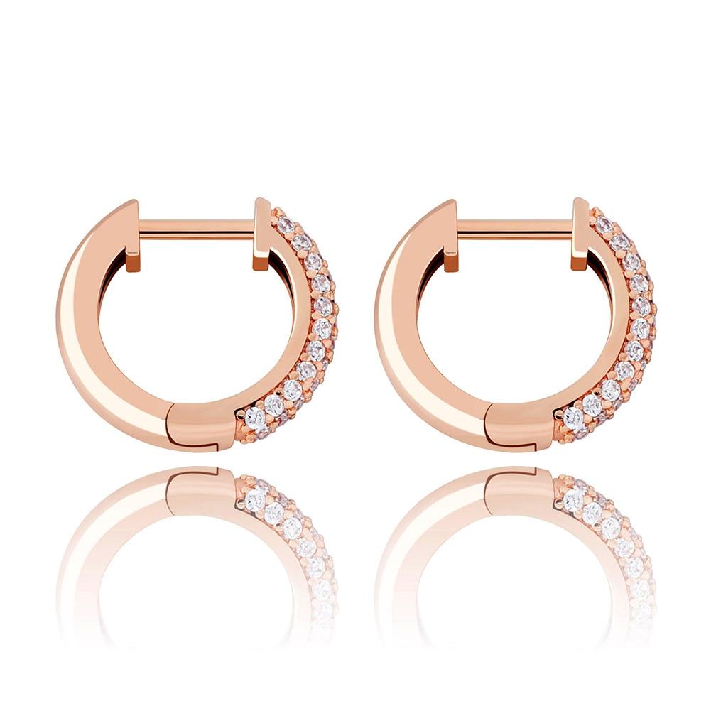 Half Iced Hoop Earrings 14K x Sterling Silver - ICECI
