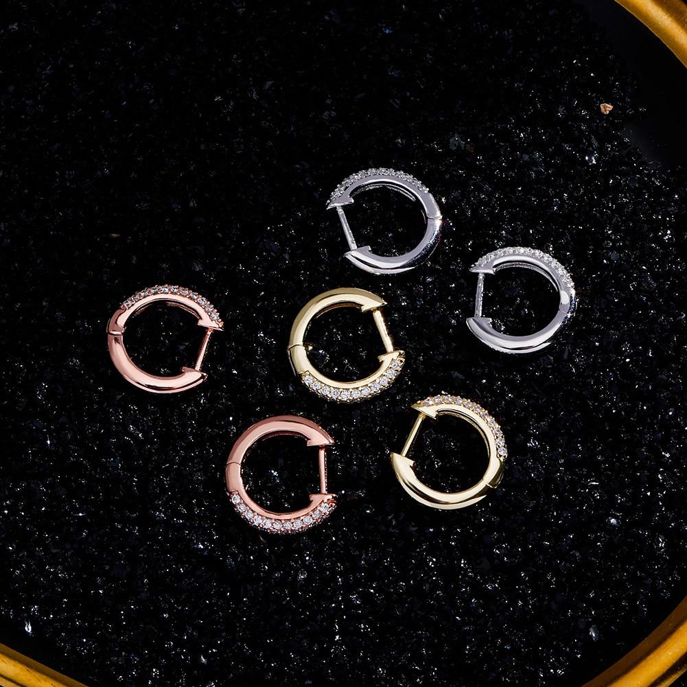 Half Iced Hoop Earrings 14K x Sterling Silver - ICECI