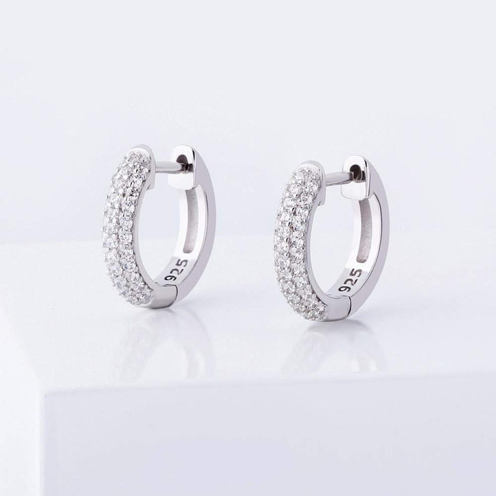 Half Iced Hoop Earrings 14K x Sterling Silver - ICECI