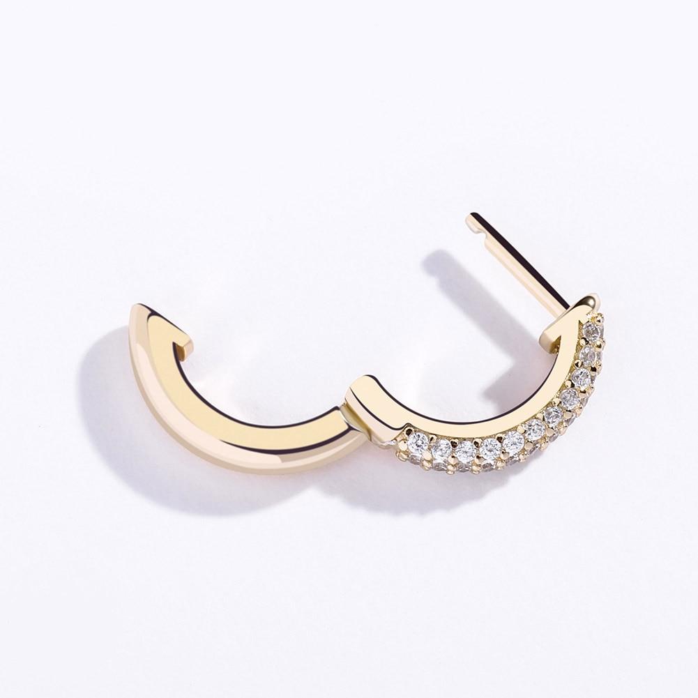 Half Iced Hoop Earrings 14K x Sterling Silver - ICECI