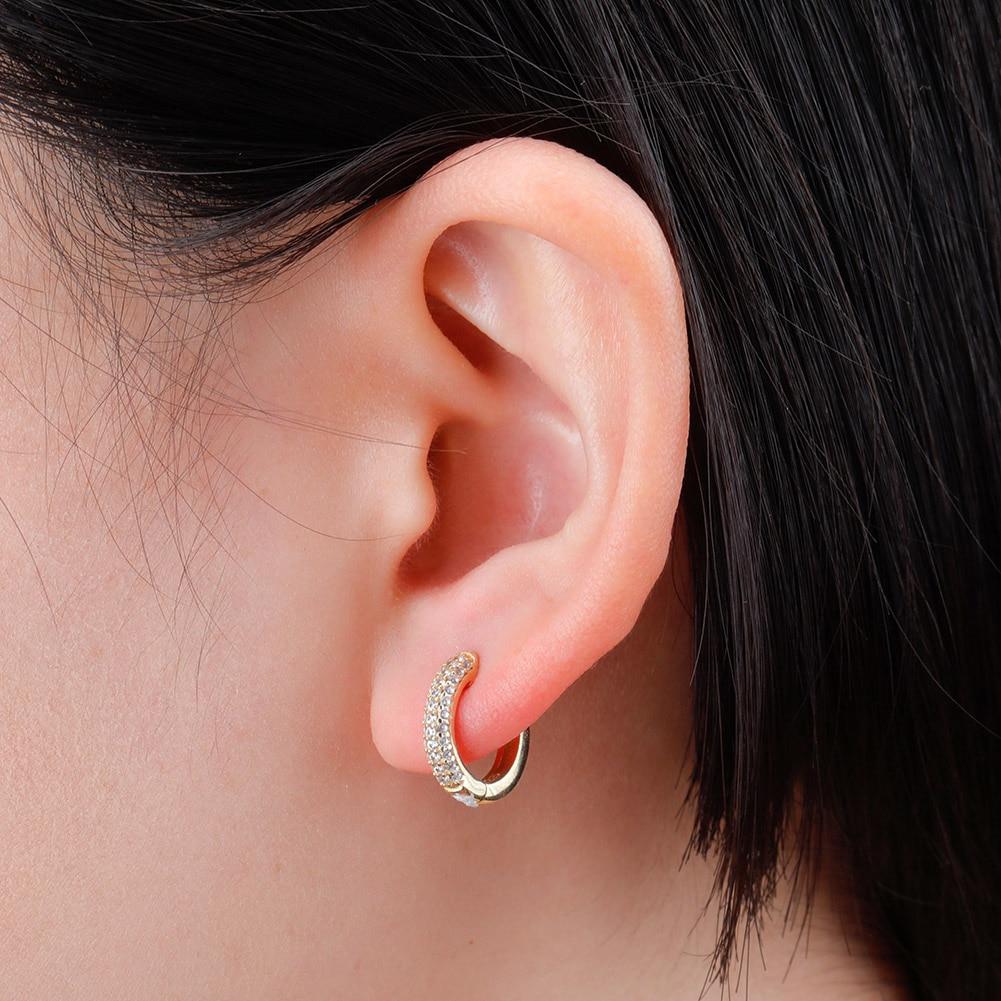 Half Iced Hoop Earrings 14K x Sterling Silver - ICECI