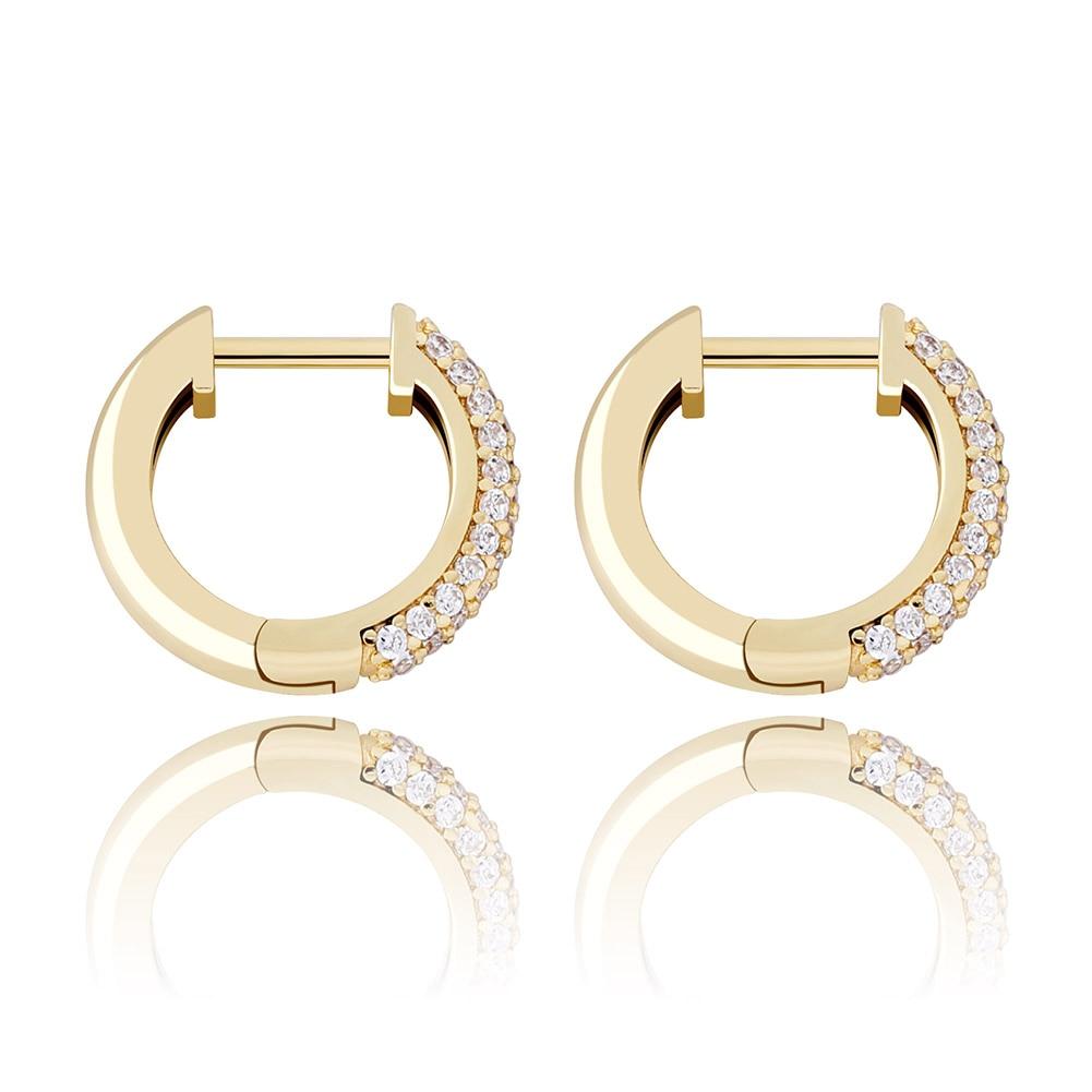Half Iced Hoop Earrings 14K x Sterling Silver - ICECI
