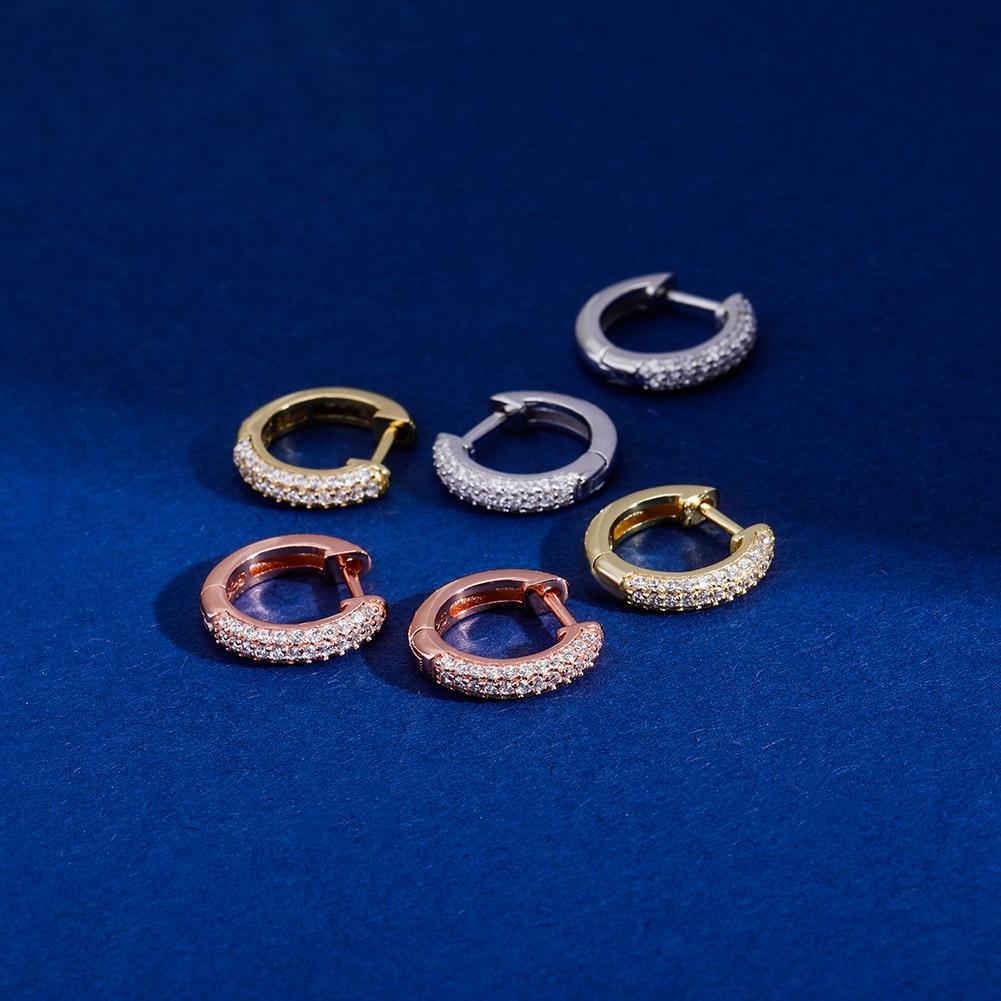 Half Iced Hoop Earrings 14K x Sterling Silver - ICECI