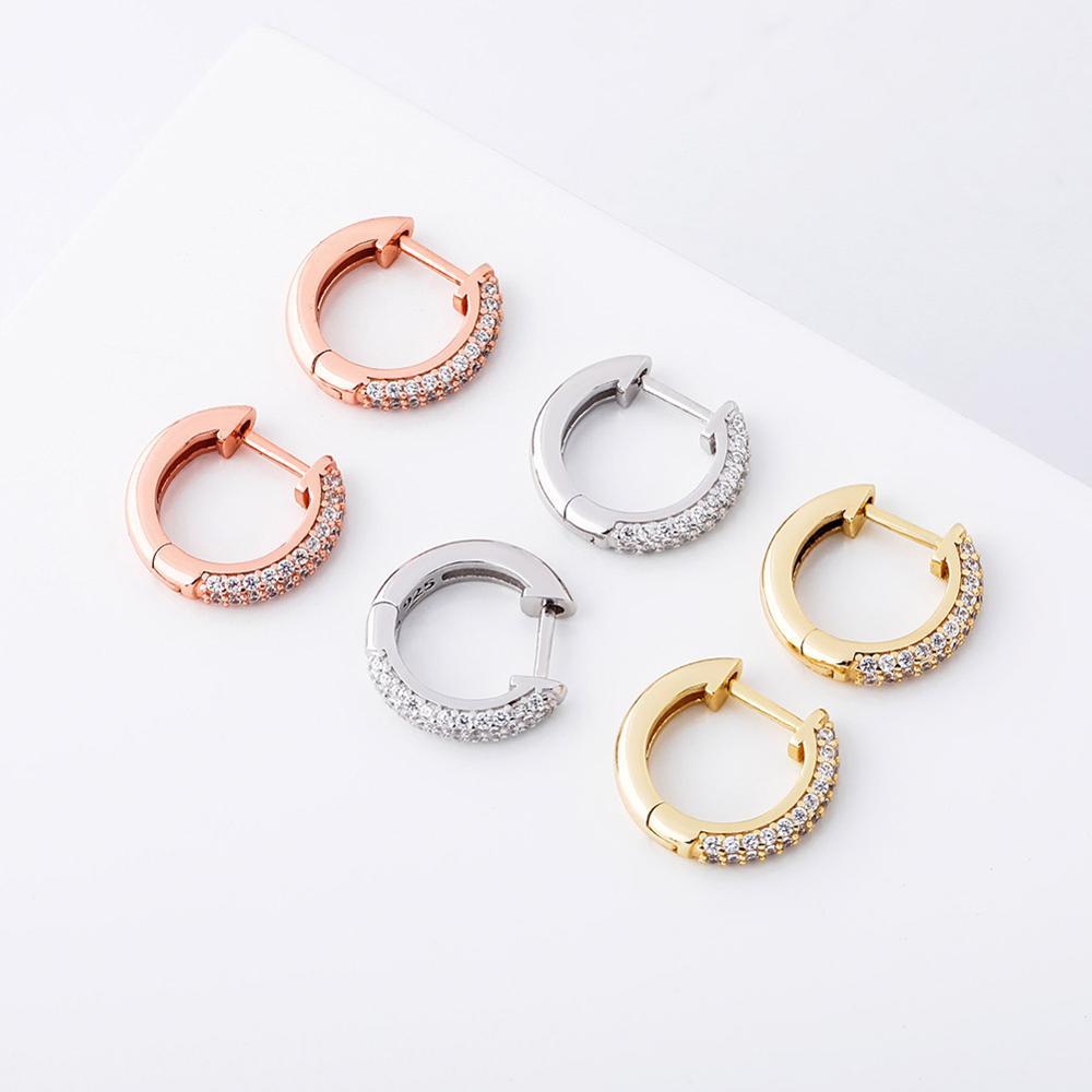 Half Iced Hoop Earrings 14K x Sterling Silver - ICECI
