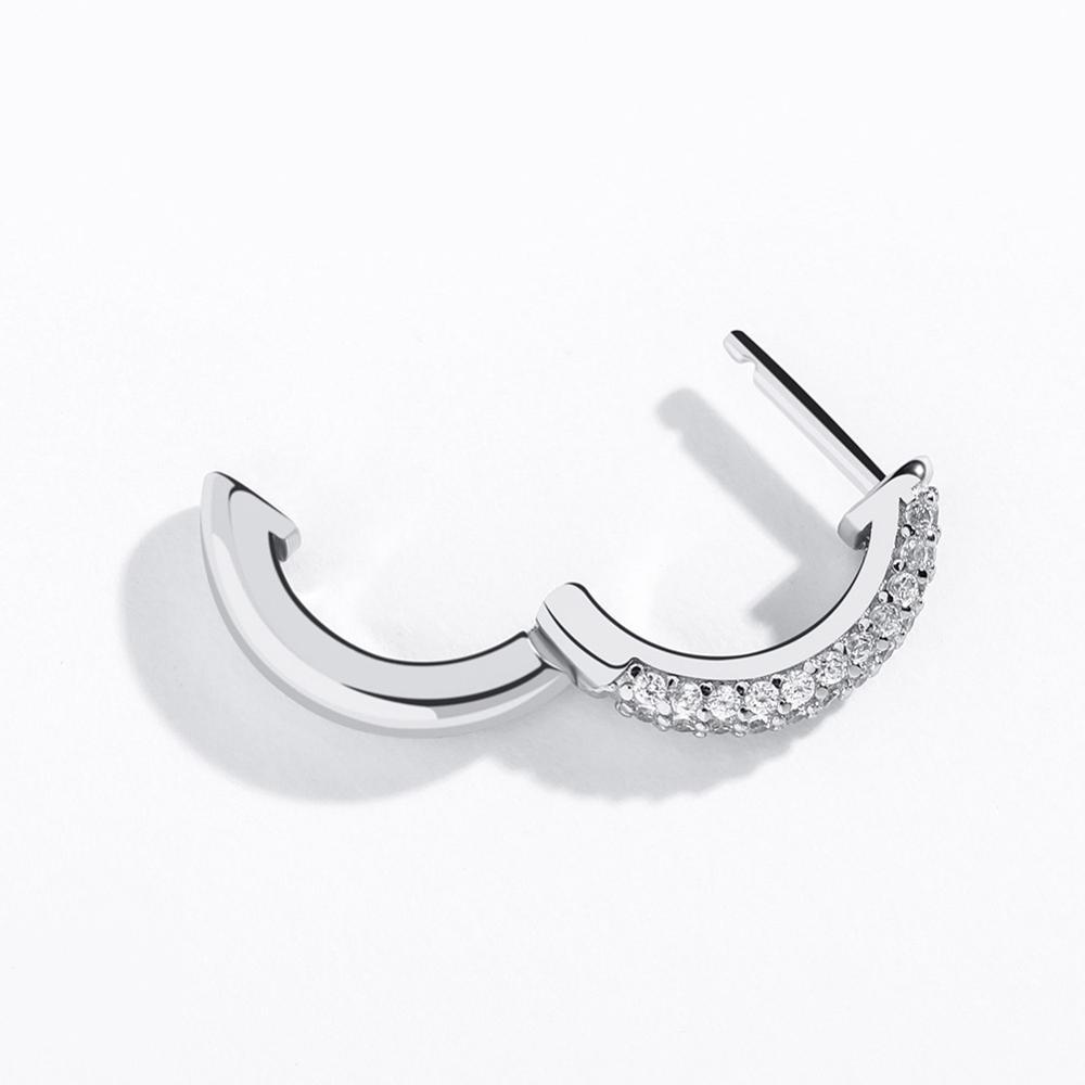 Half Iced Hoop Earrings 14K x Sterling Silver - ICECI
