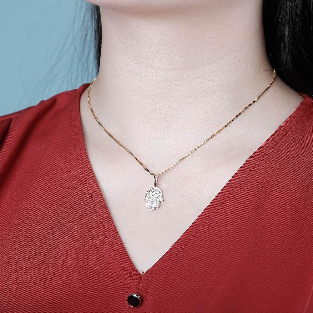 Hamsa Hand Pendant 14K x Sterling Silver - ICECI