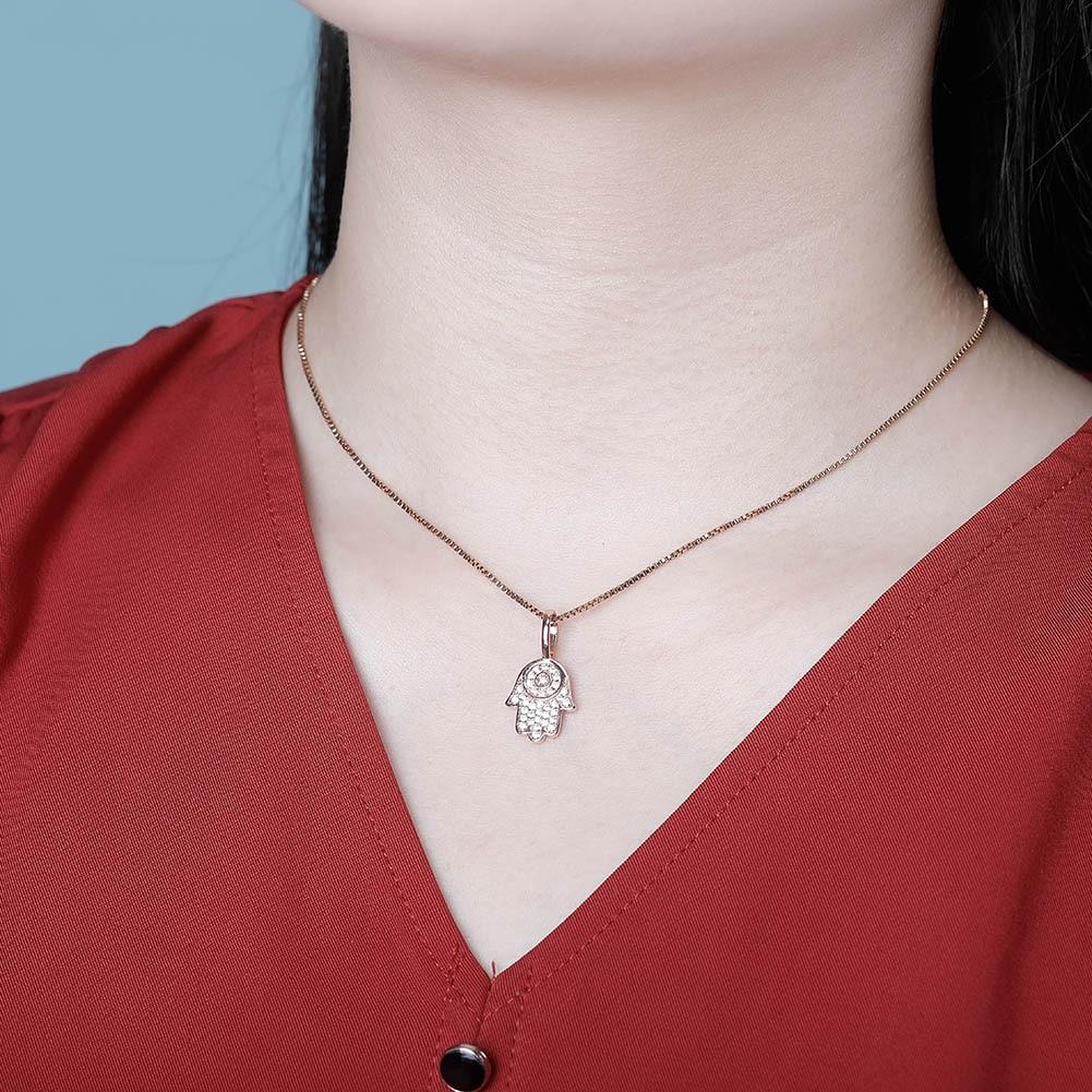 Hamsa Hand Pendant 14K x Sterling Silver - ICECI