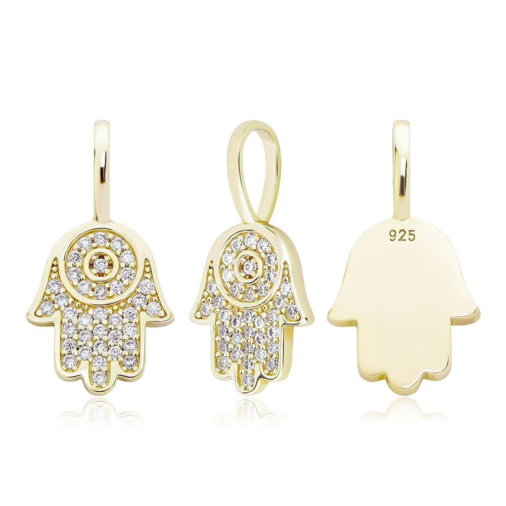 Hamsa Hand Pendant 14K x Sterling Silver - ICECI