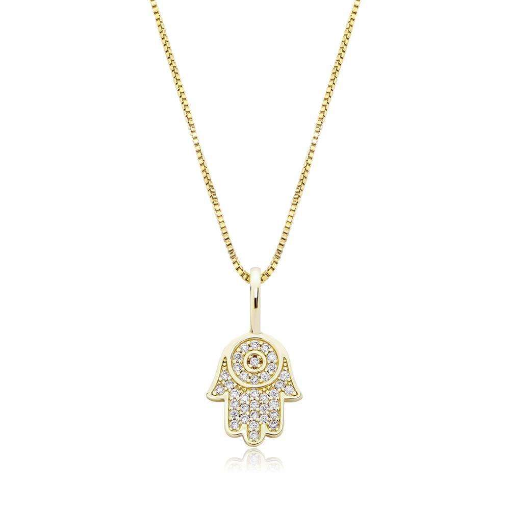 Hamsa Hand Pendant 14K x Sterling Silver - ICECI