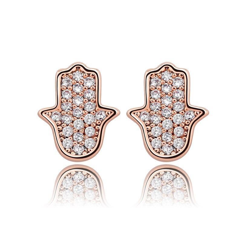 Hamsa Hand Stud Earrings 14K X Sterling Silver - ICECI