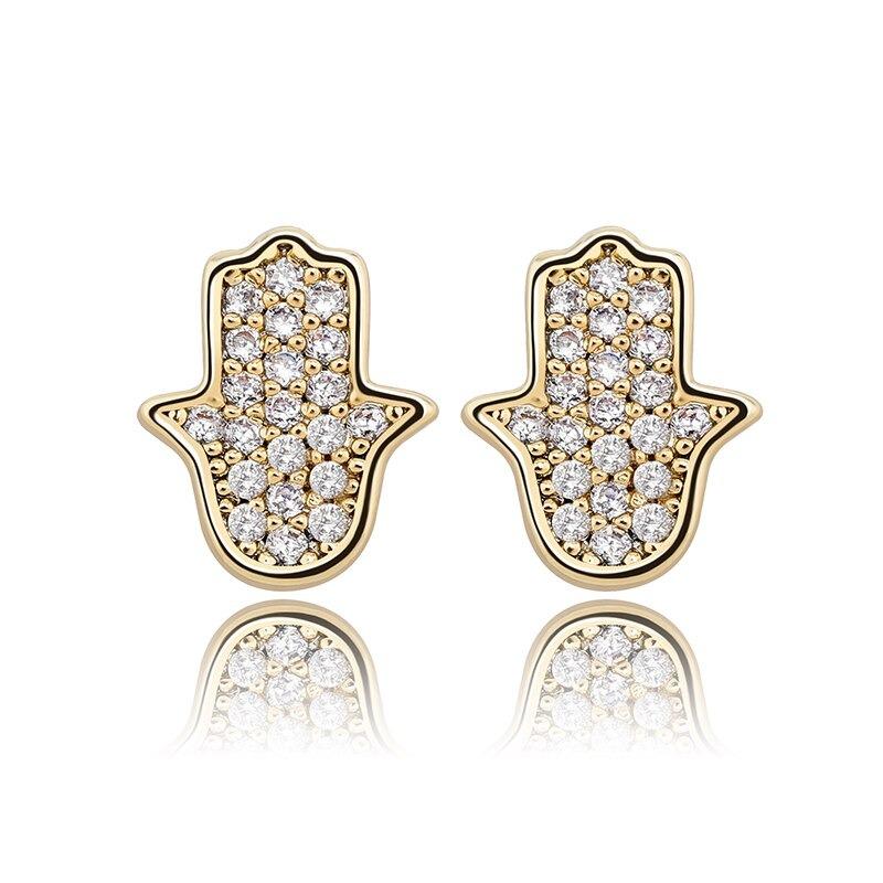 Hamsa Hand Stud Earrings 14K X Sterling Silver - ICECI