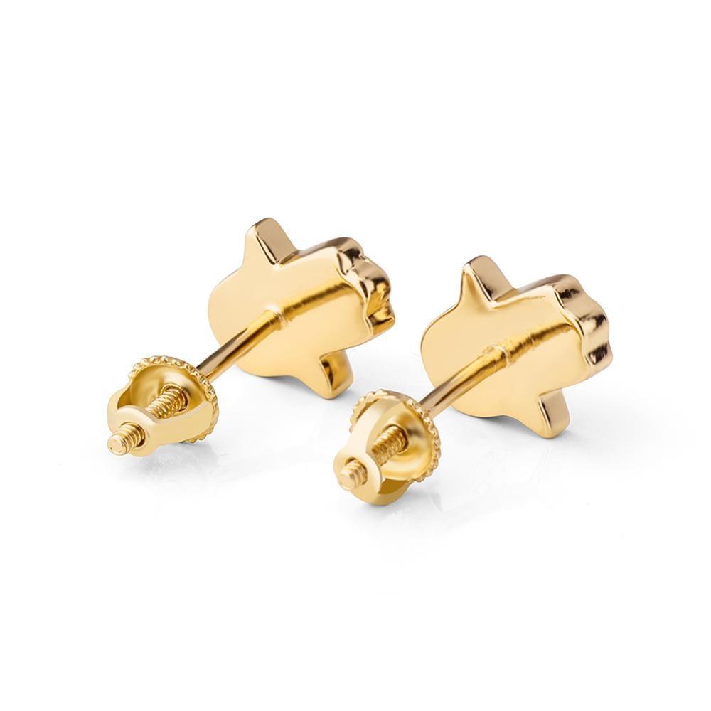 Hamsa Hand Stud Earrings 14K X Sterling Silver - ICECI