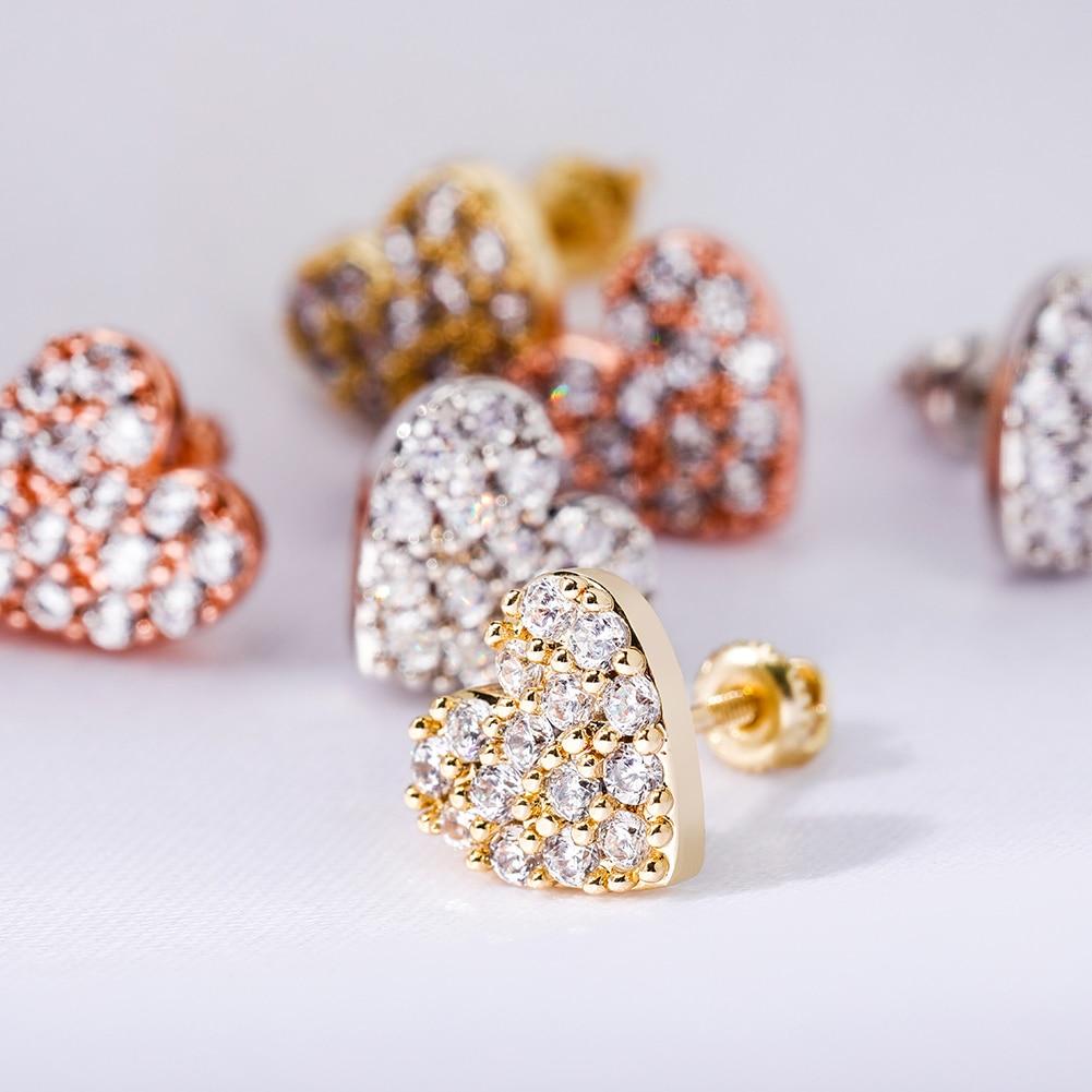 Heart Stud Earrings 14K x Sterling Silver - ICECI