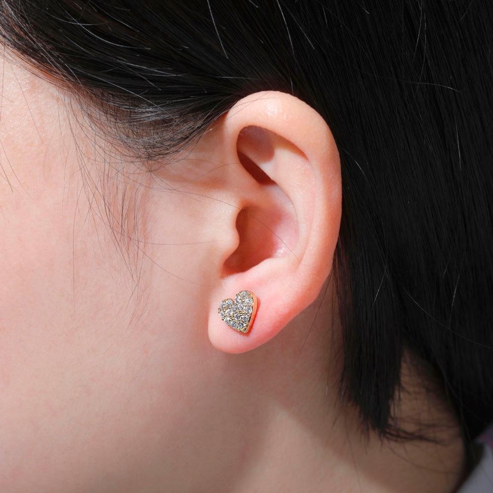 Heart Stud Earrings 14K x Sterling Silver - ICECI