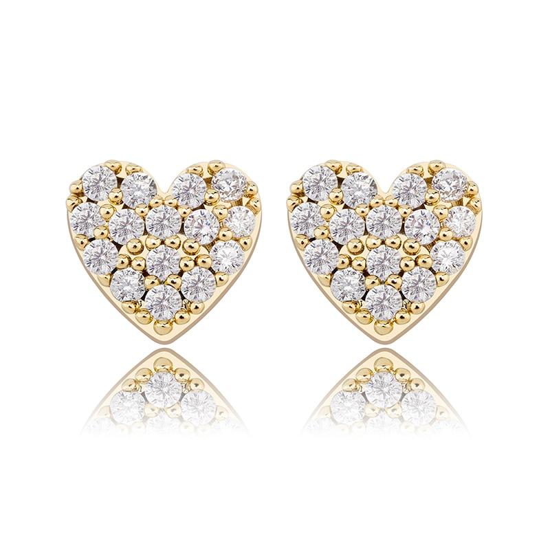 Heart Stud Earrings 14K x Sterling Silver - ICECI