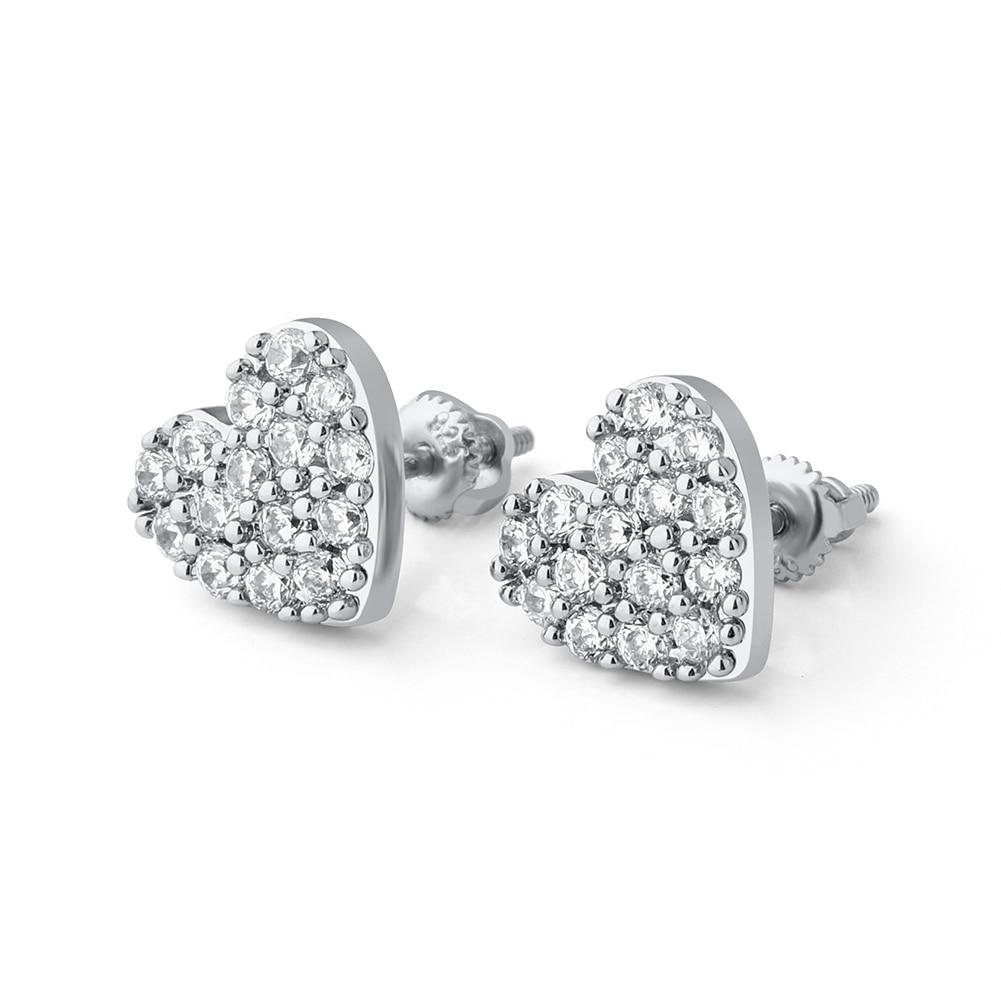 Heart Stud Earrings 14K x Sterling Silver - ICECI