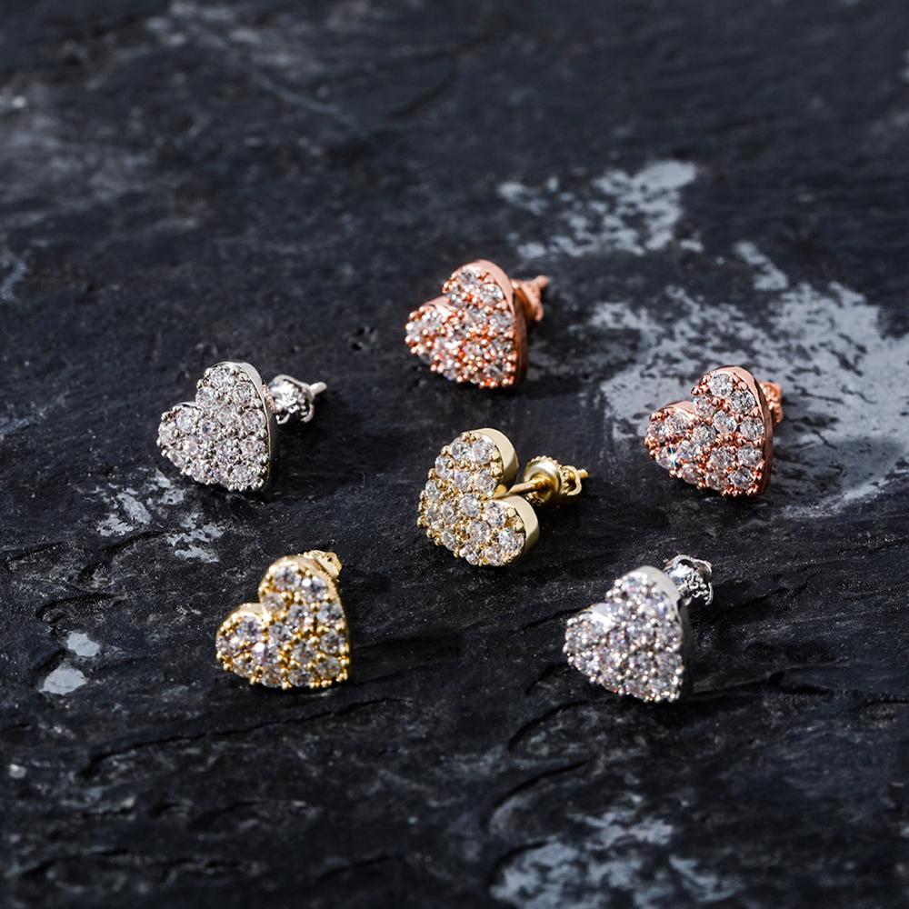 Heart Stud Earrings 14K x Sterling Silver - ICECI