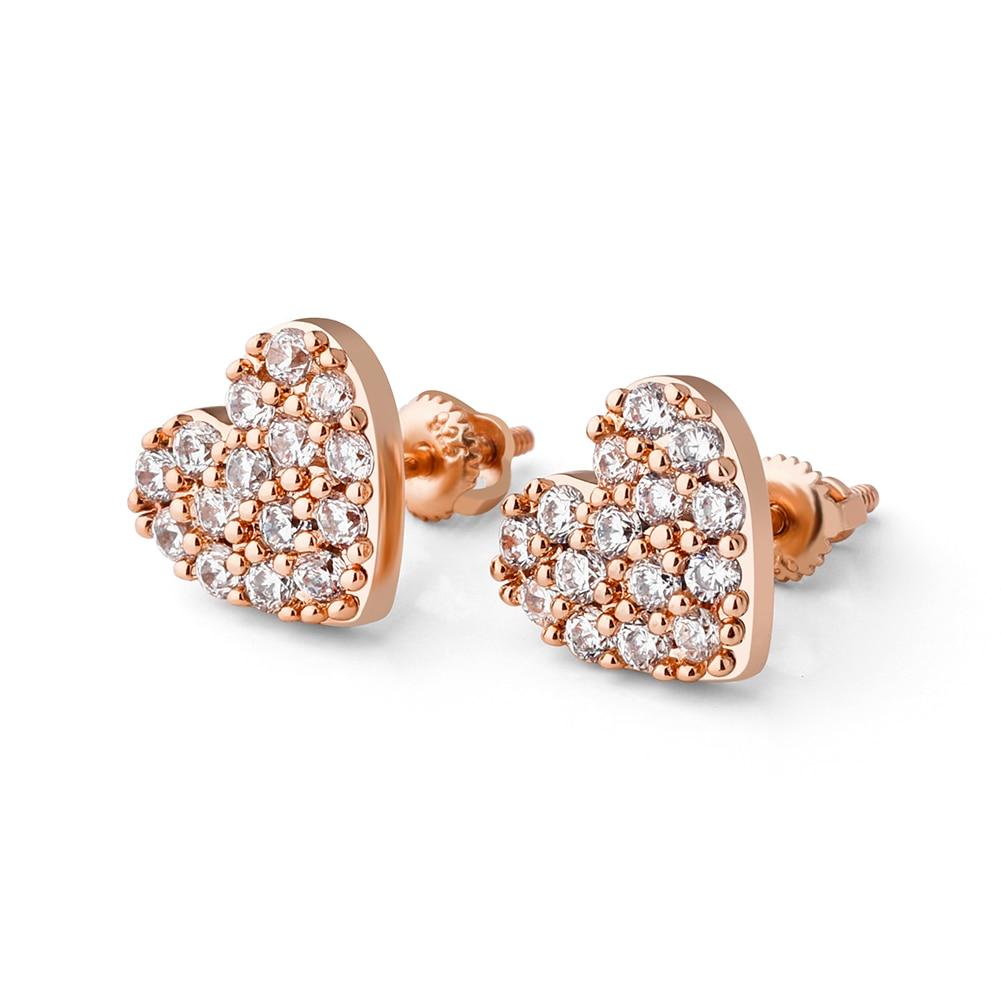 Heart Stud Earrings 14K x Sterling Silver - ICECI