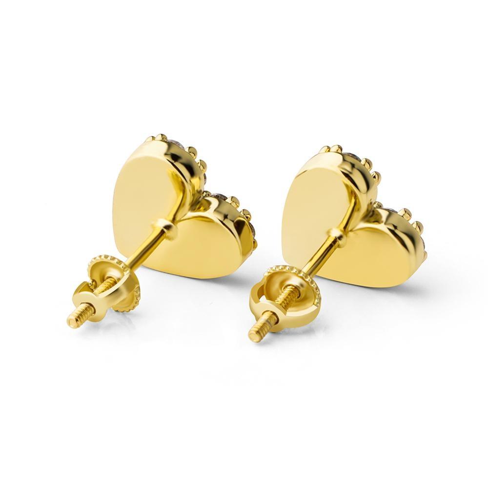 Heart Stud Earrings 14K x Sterling Silver - ICECI