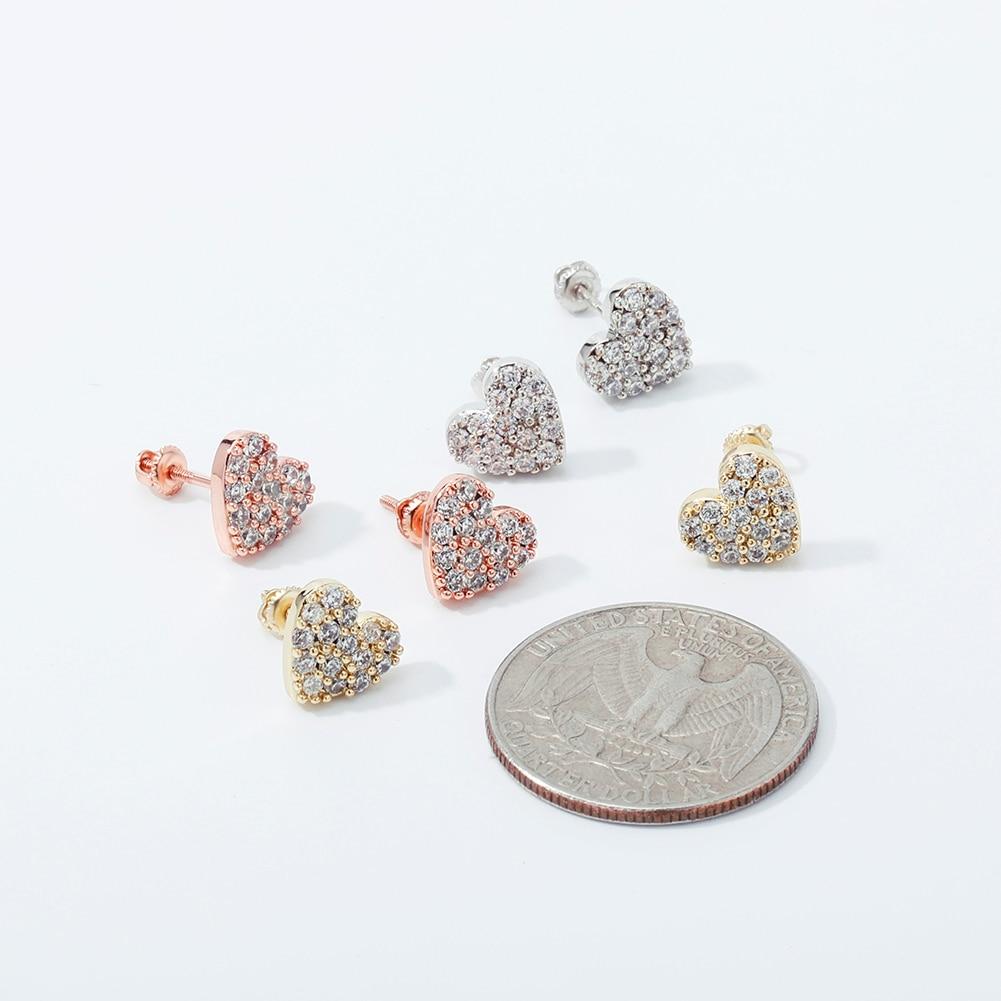 Heart Stud Earrings 14K x Sterling Silver - ICECI