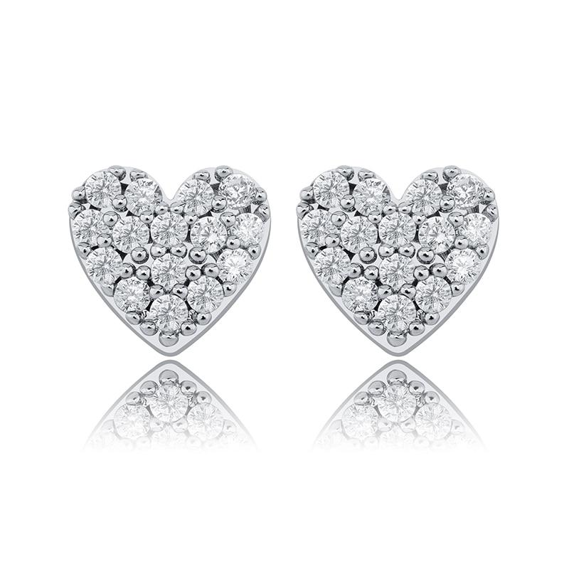 Heart Stud Earrings 14K x Sterling Silver - ICECI