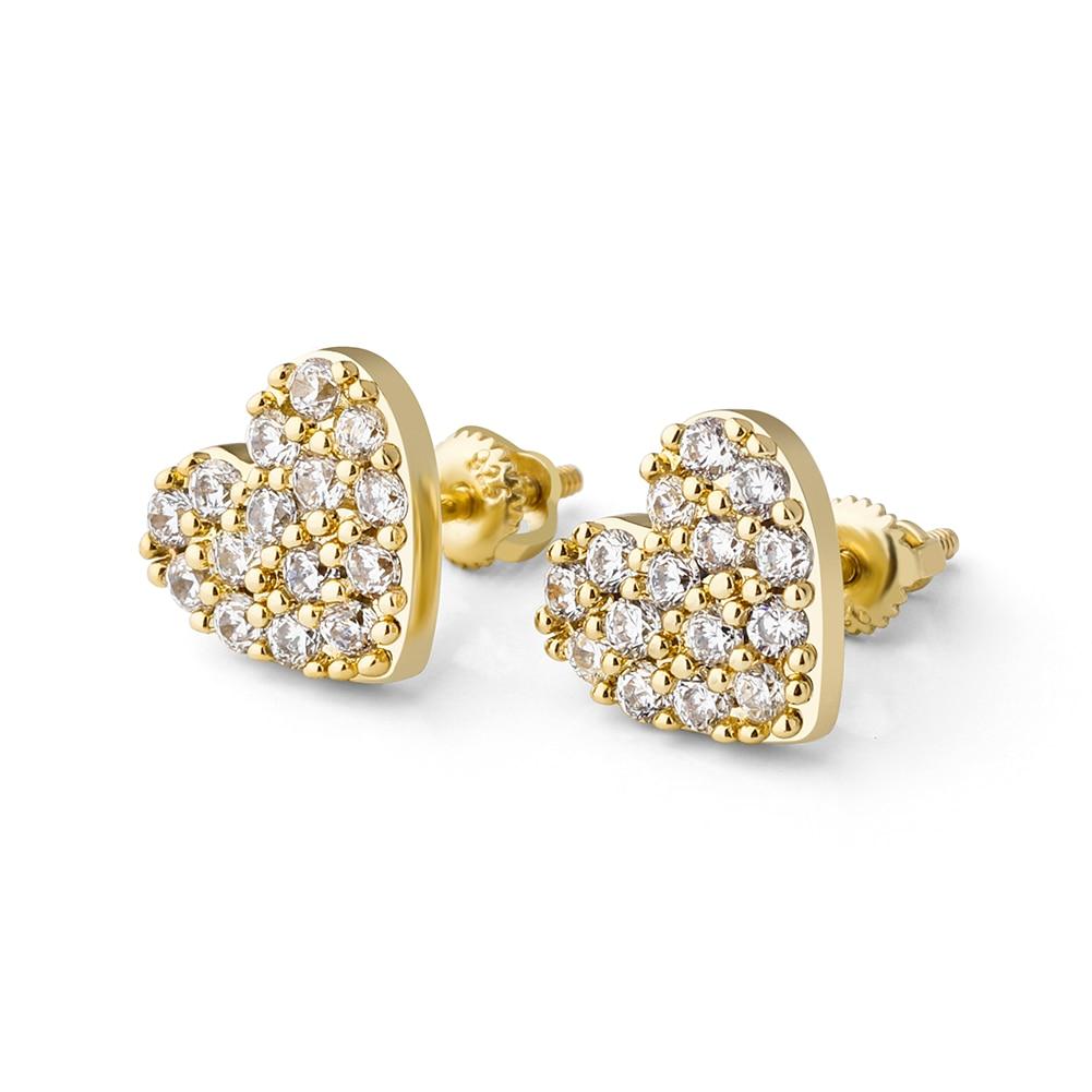 Heart Stud Earrings 14K x Sterling Silver - ICECI