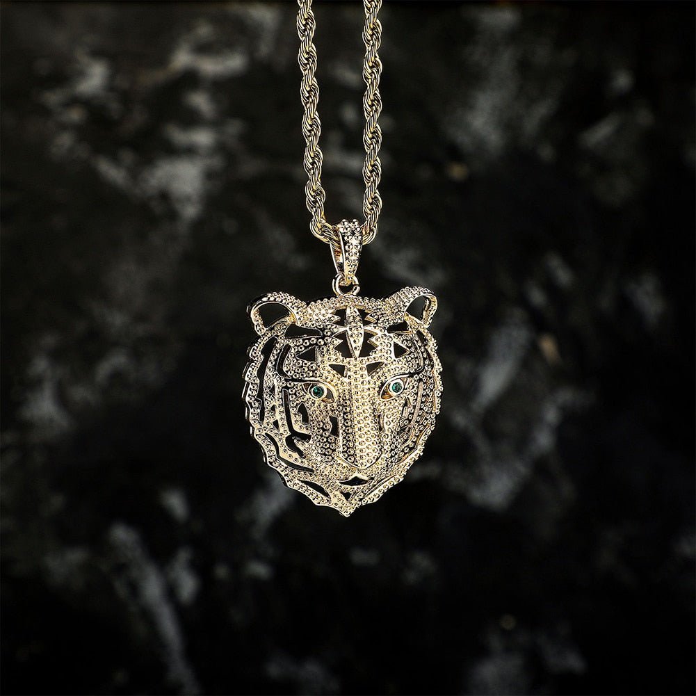Hollow Lion Head Pendant 14K - ICECI