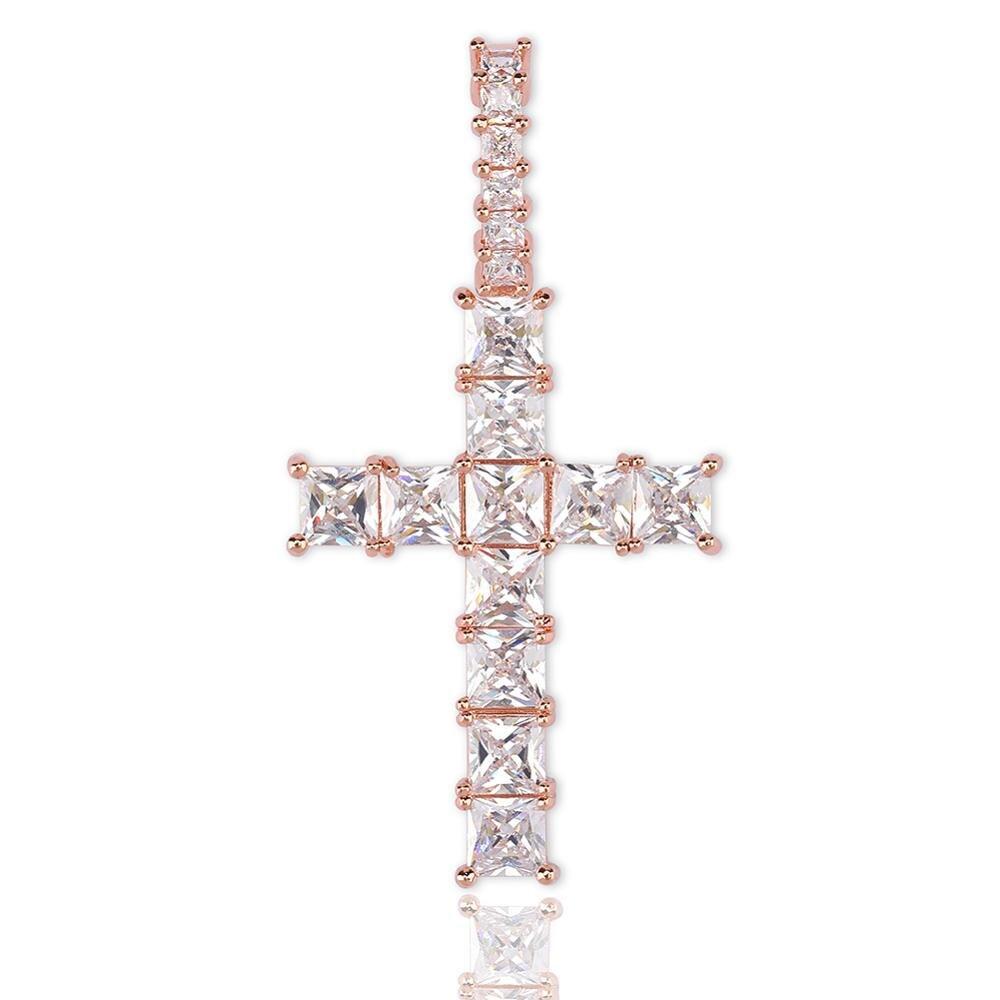 Iced Baguette Cross Pendant 14K - ICECI