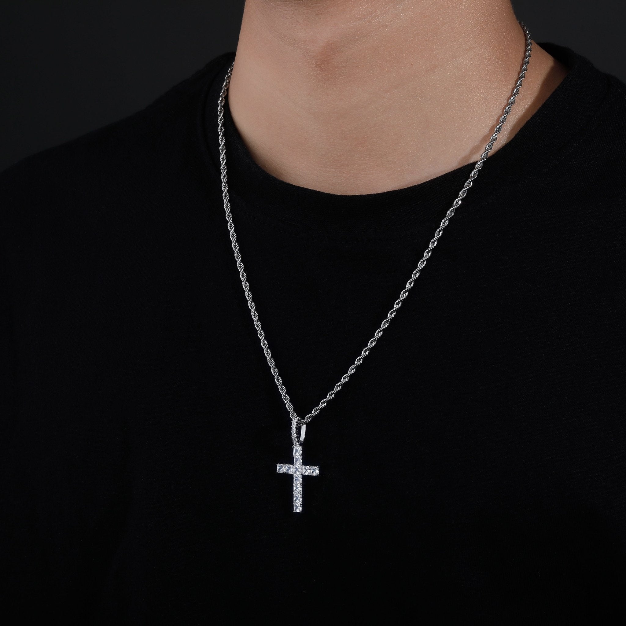 Iced Baguette Cross Pendant 14K - ICECI