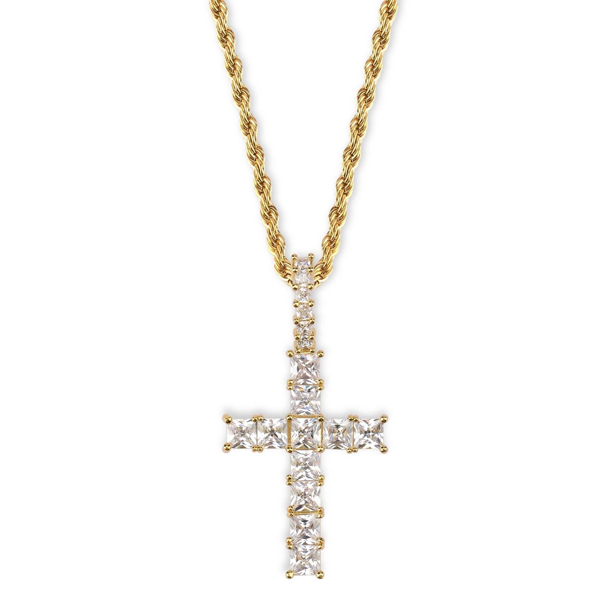 Iced Baguette Cross Pendant 14K - ICECI
