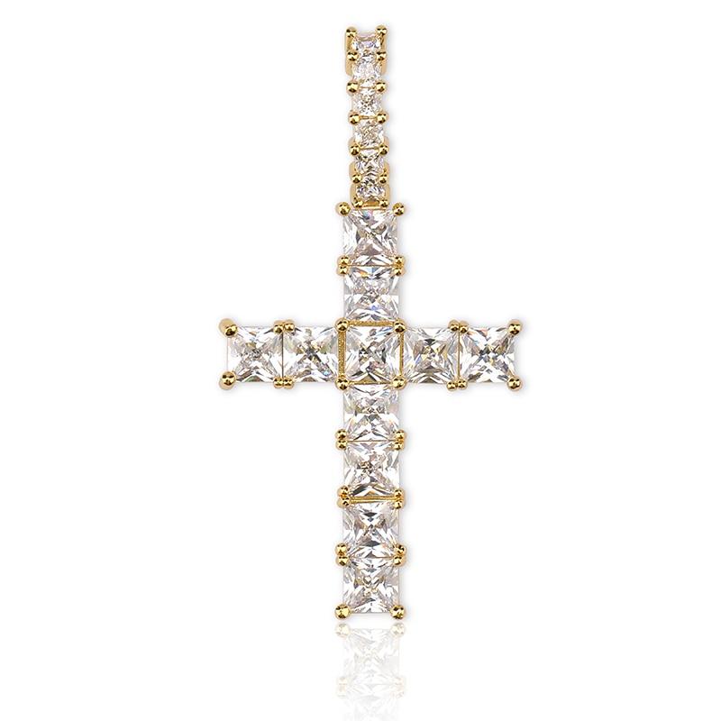 Iced Baguette Cross Pendant 14K - ICECI
