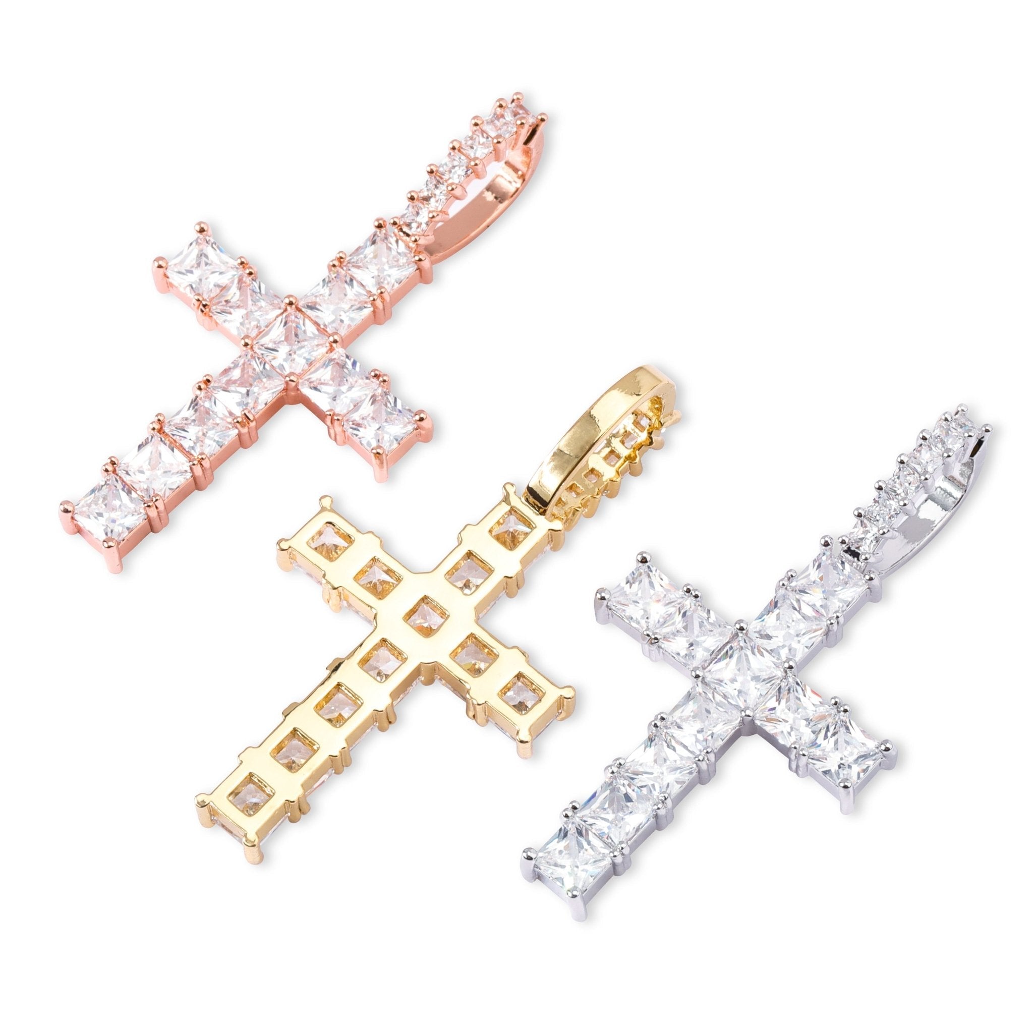 Iced Baguette Cross Pendant 14K - ICECI