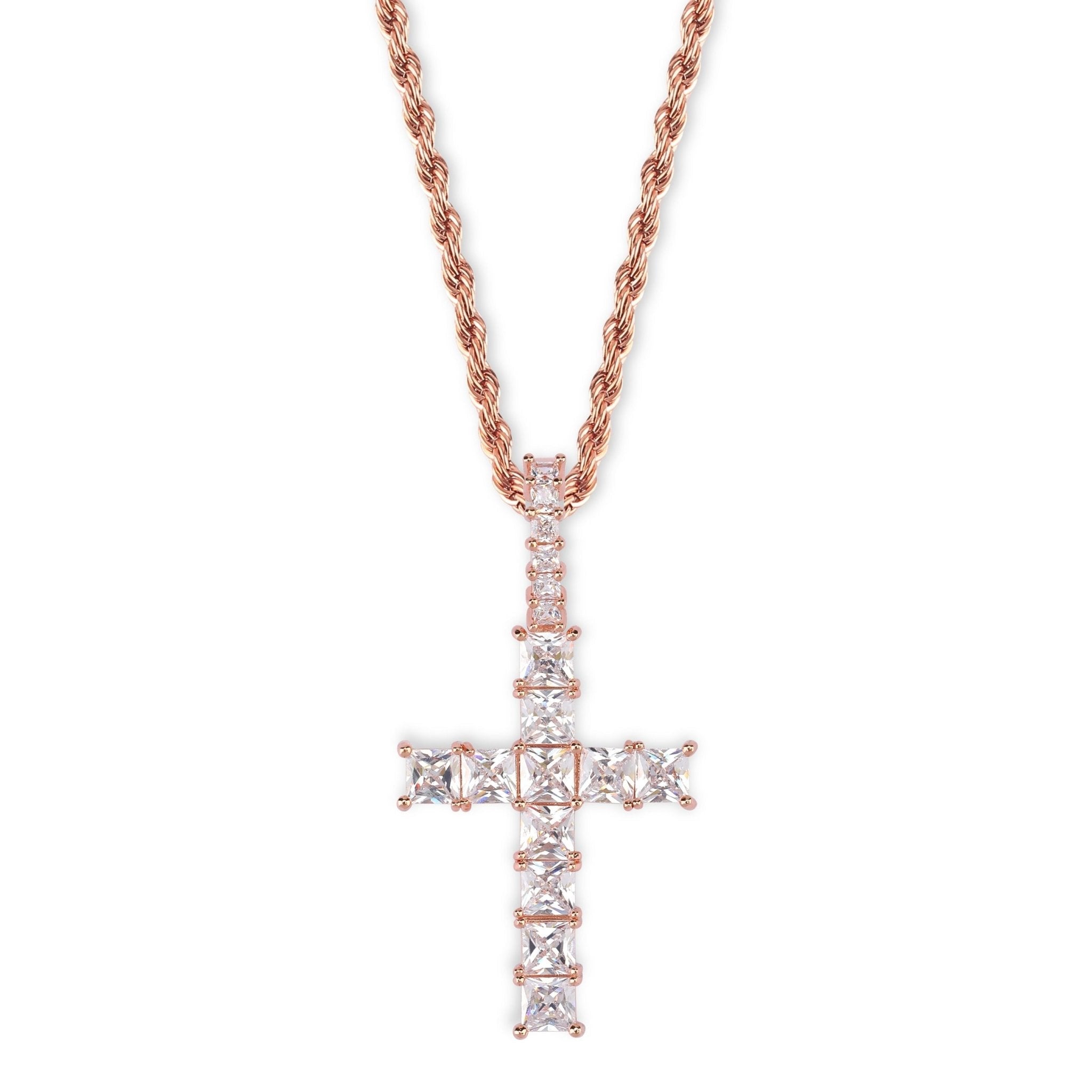 Iced Baguette Cross Pendant 14K - ICECI