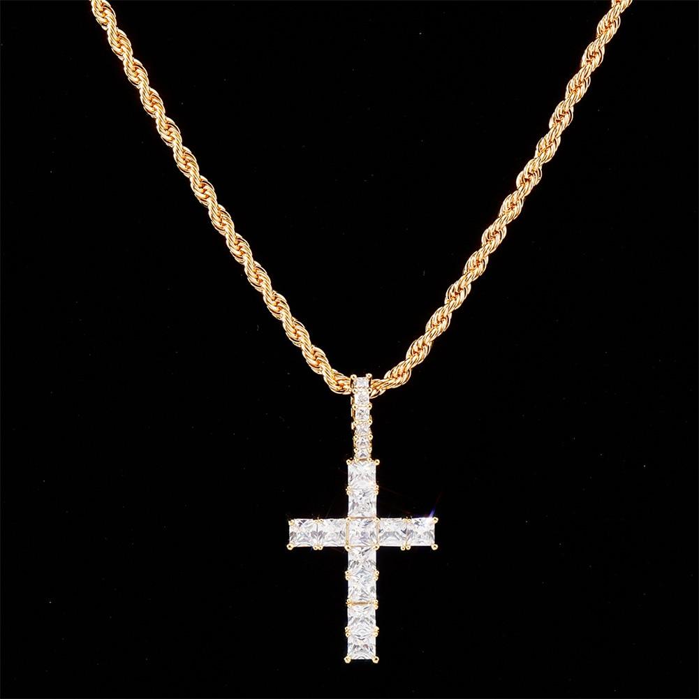 Iced Baguette Cross Pendant 14K - ICECI