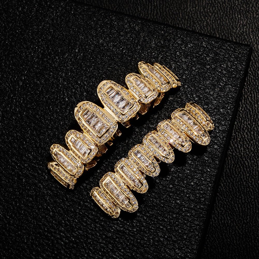 Iced Baguette Round Clustered Grillz 14K - ICECI