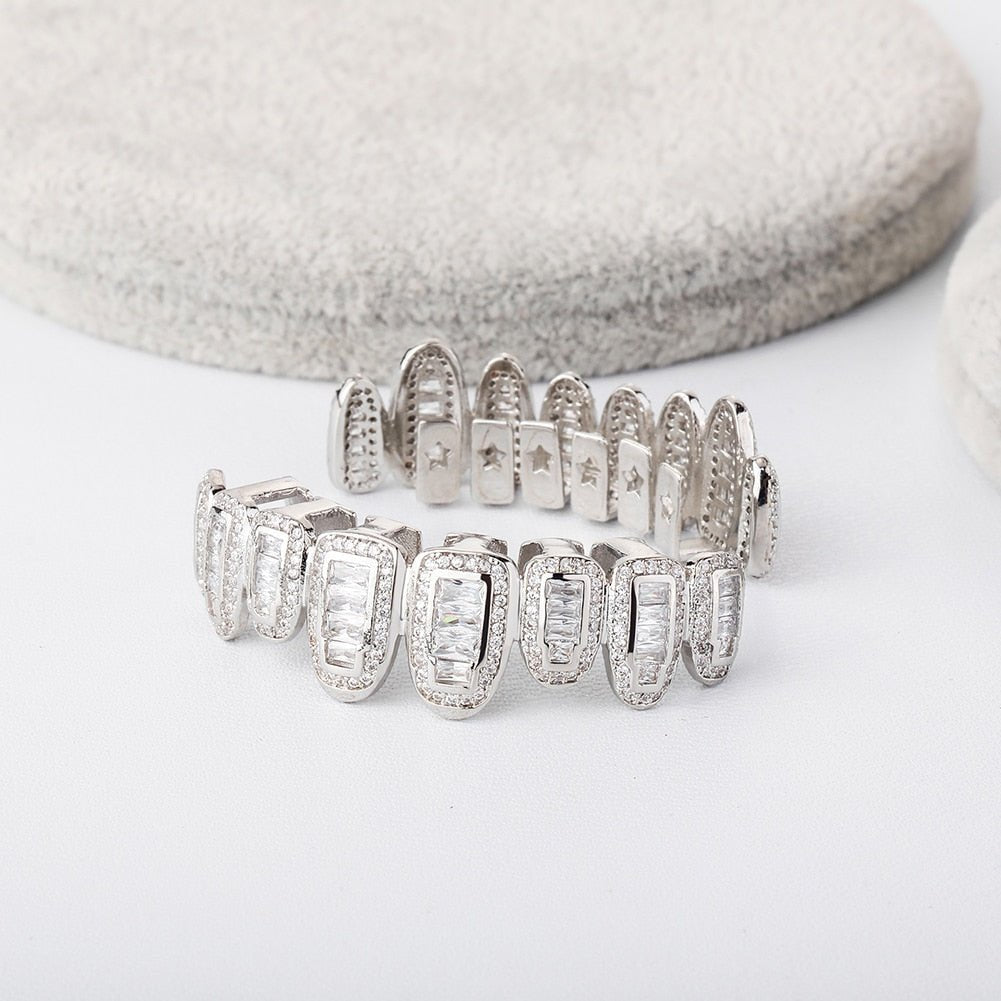 Iced Baguette Round Clustered Grillz 14K - ICECI