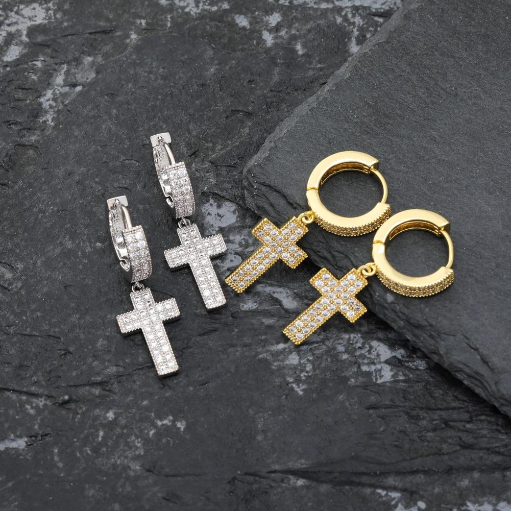 Iced Cross Drop Earrings 18K - ICECI