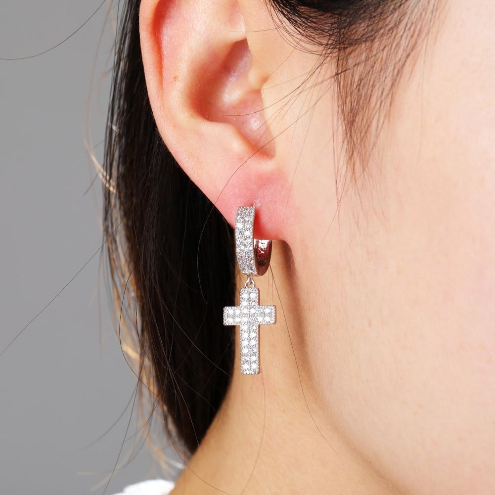 Iced Cross Drop Earrings 18K - ICECI