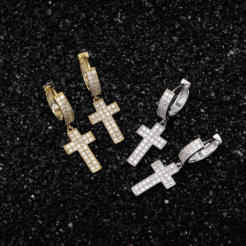 Iced Cross Drop Earrings 18K - ICECI
