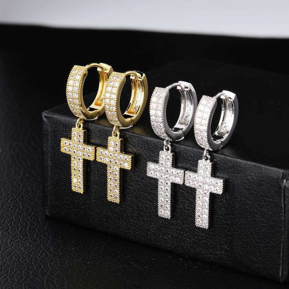 Iced Cross Drop Earrings 18K - ICECI