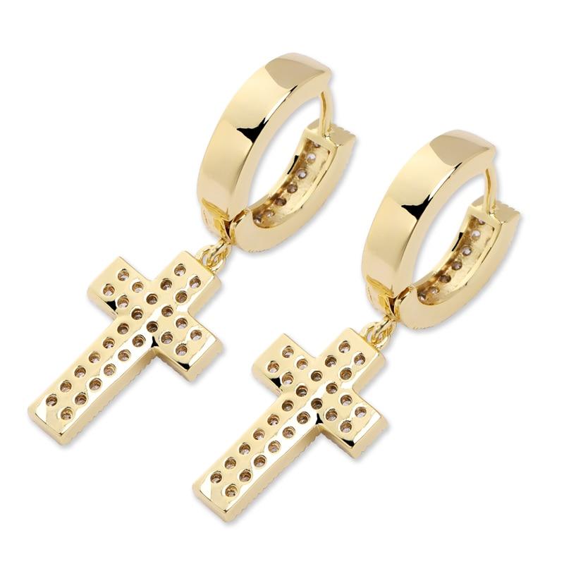 Iced Cross Drop Earrings 18K - ICECI