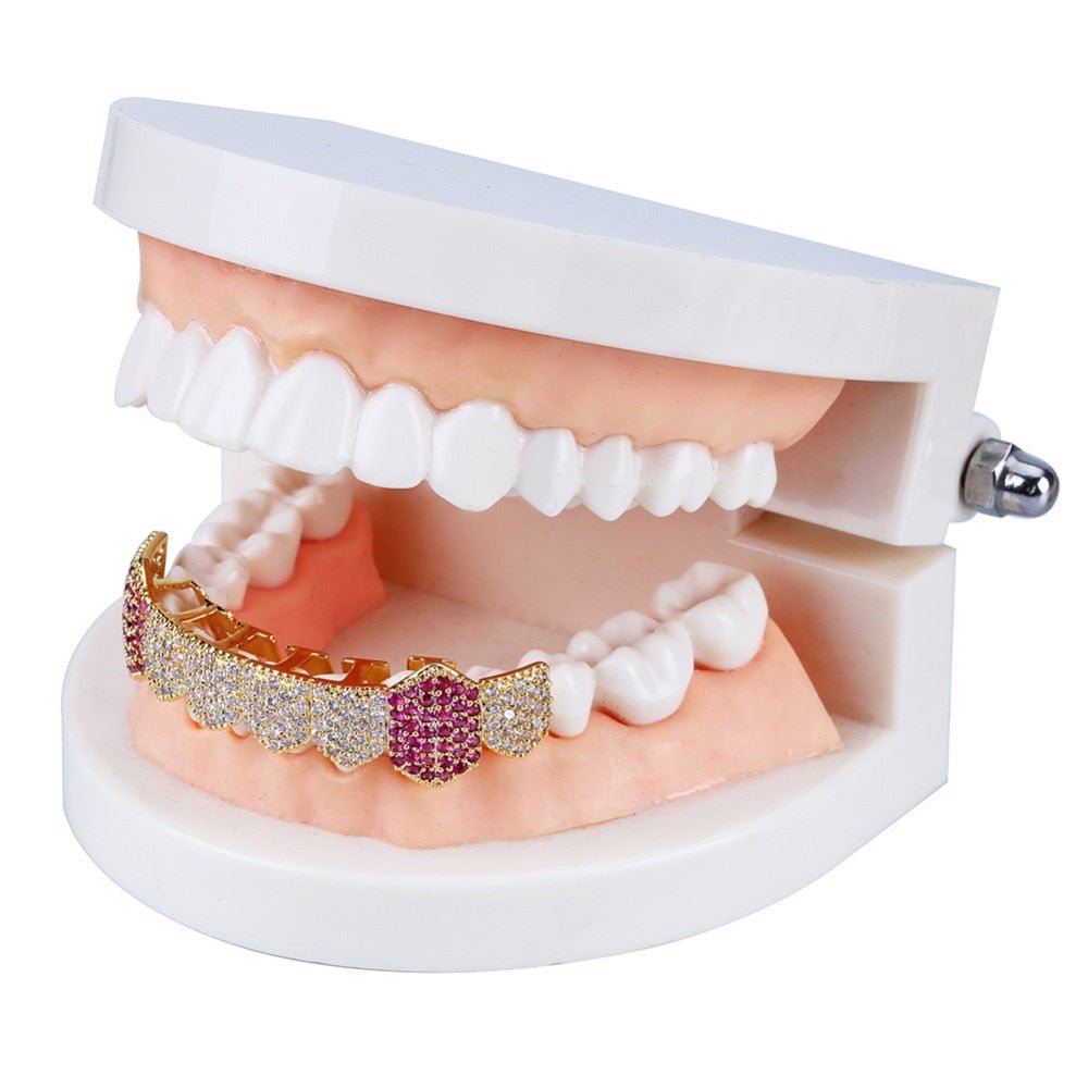 Iced Two Tone Purple Fangs Bottom Grillz 14K - ICECI
