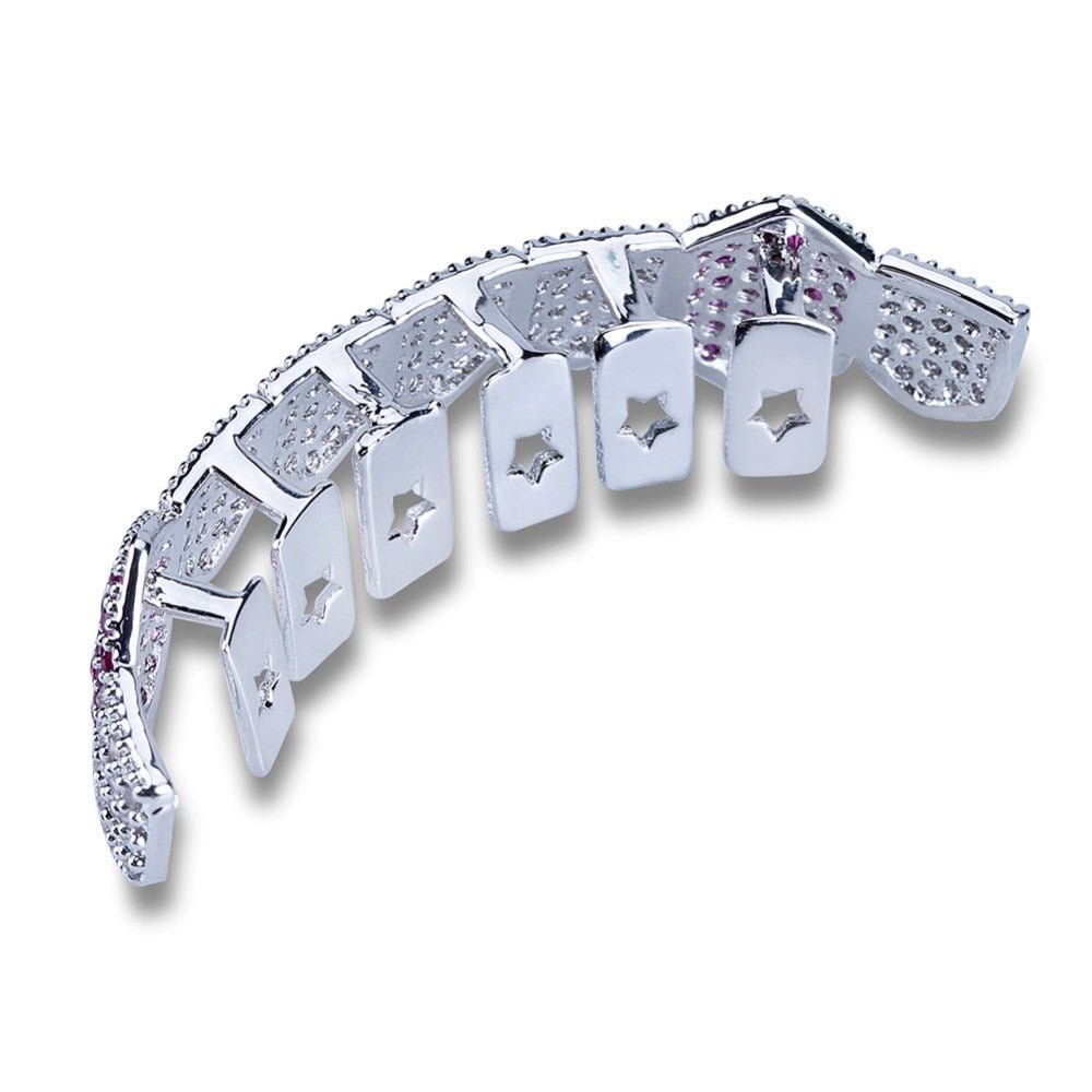 Iced Two Tone Purple Fangs Bottom Grillz 14K - ICECI