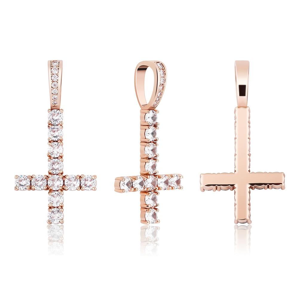 Inverted Diamond Cross Pendant 14K - ICECI