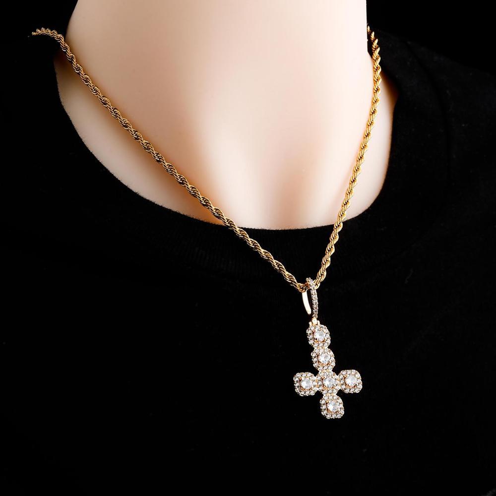 Inverted Gemstone Cross Pendant 14K - ICECI
