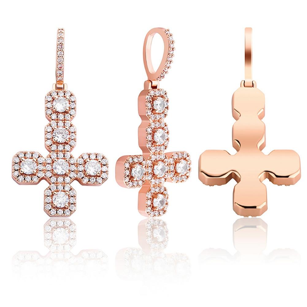 Inverted Gemstone Cross Pendant 14K - ICECI
